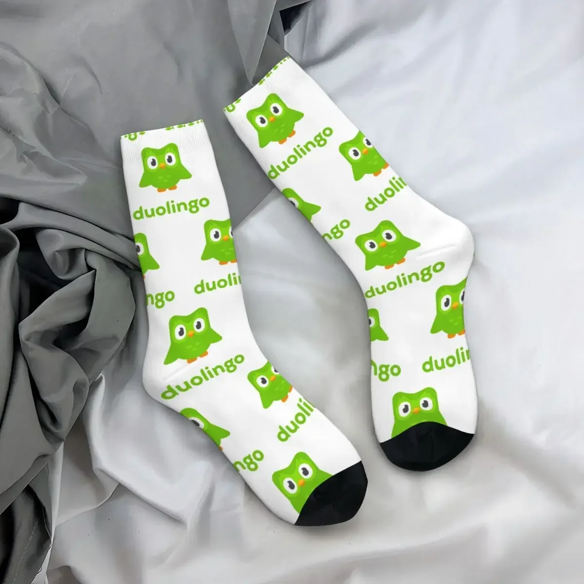 Duologo-Calcetines largos de alta calidad para hombre y mujer, medias de estilo Harajuku, con diseño de búho, para todas las estaciones