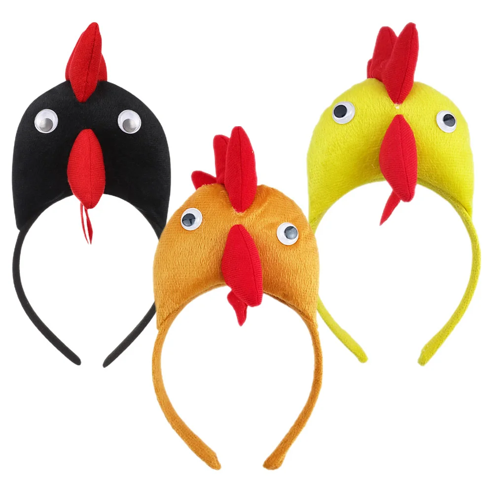 

3 Pcs Easter Headband Frog Decorations Chicken Rooster For Cosplay Miss Hair Hoop