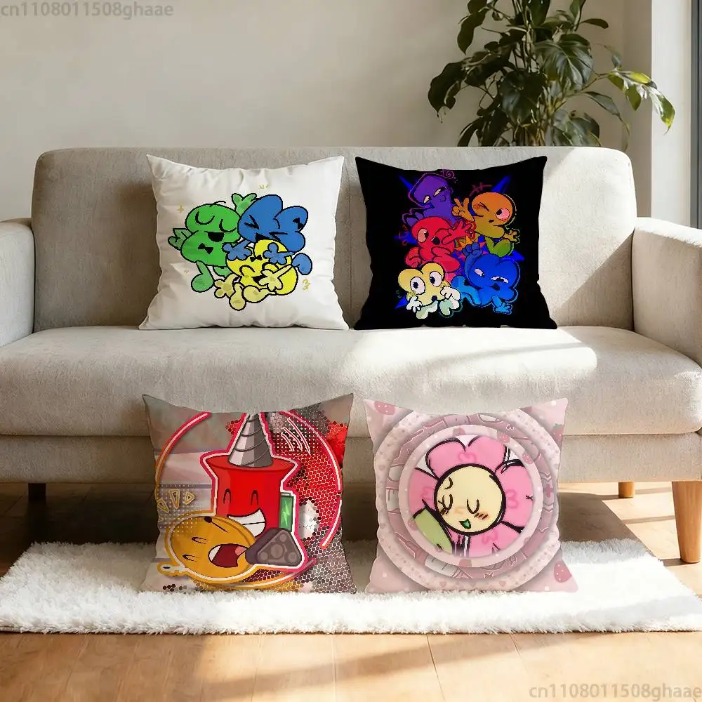 B-Battle For Dream Island BFDI Pillow Case Anti-dustmite Pillowcase Invisible zipper silky short plush Sofa cushion cover