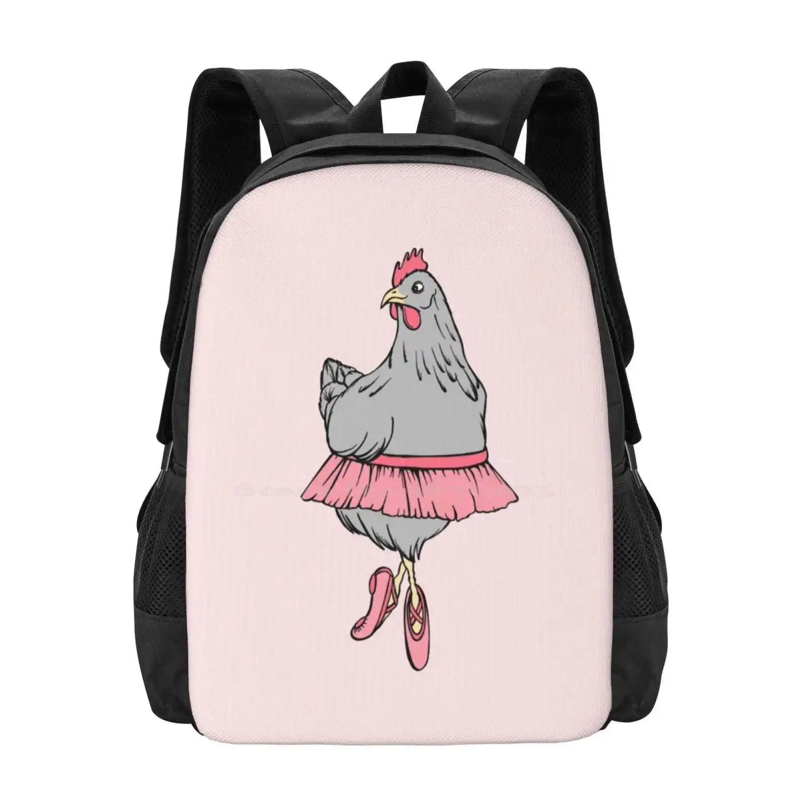 Ballerine jetable! Sac à dos jetable pour ordinateur portable de voyage, sac d'école, ballerine de poule, conception de modèle de mode