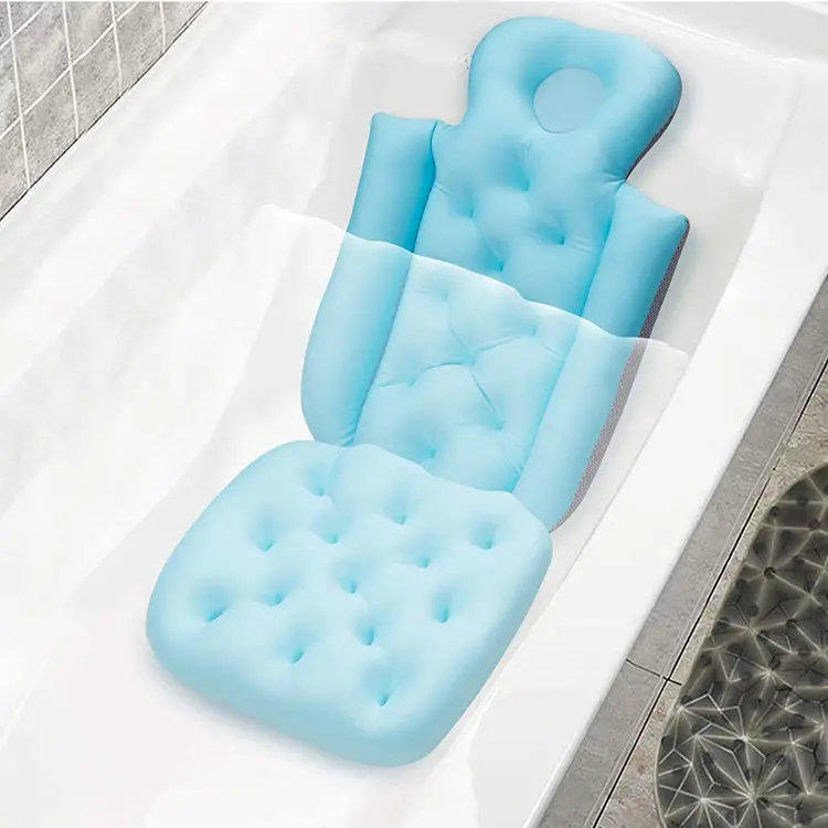 High quality cute comfortable lightweight adult bath pillow support pad pink/blue polyester