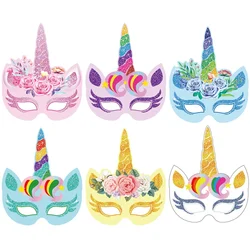 6PCS Unicorn Masks Toy Girls Rainbow Unicorn Party Masks Kids Birthday Party Favors Supplies