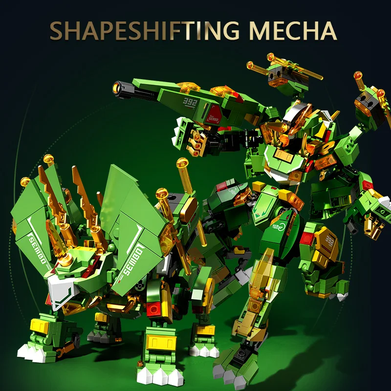 سيمبو بلوك ديناصور التحول ميكا اللبنات روبوت نموذج الجمعية الطوب الديكور الاطفال لعب الأولاد هدايا عيد الميلاد