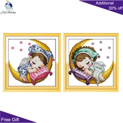 Joy Sunday Counted Stamped Sweet Sleeping Baby Needle Arts and Craft Cross Stitch Kits, Baby Boy and Girl, C083, C084