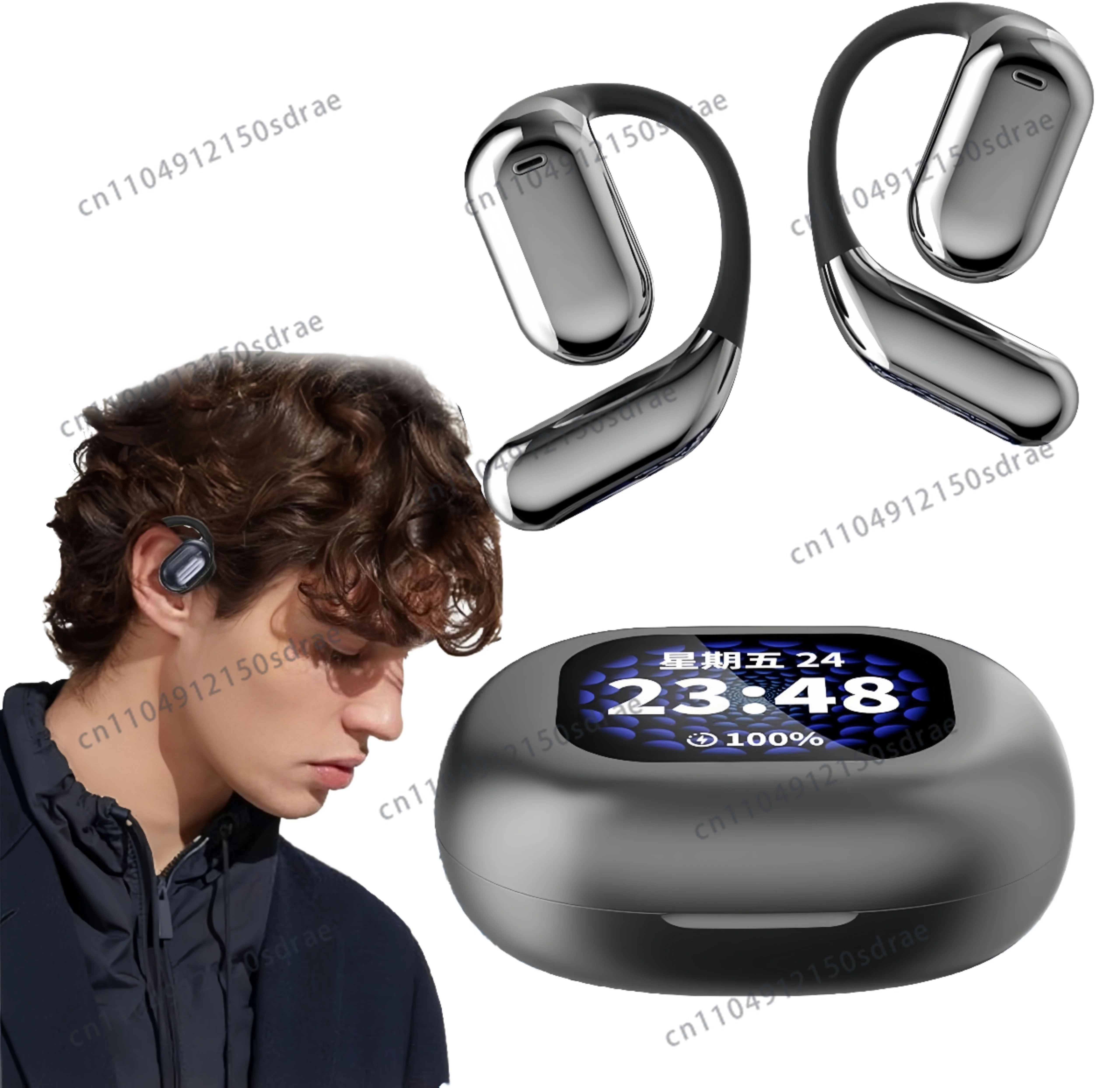 2025 New Q16 PRO AI Real-Time Translation TWS Earphones Open-Ear HD Sound LED Smart Screen Two-Way Translator for Business
