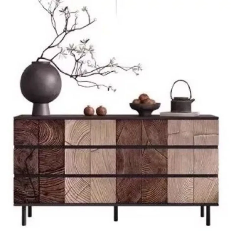 massief houten zes-chester kast, vijf-emmer wanddecoratie, woonkamer, vintage slaapkamer, gesneden ladeopberger