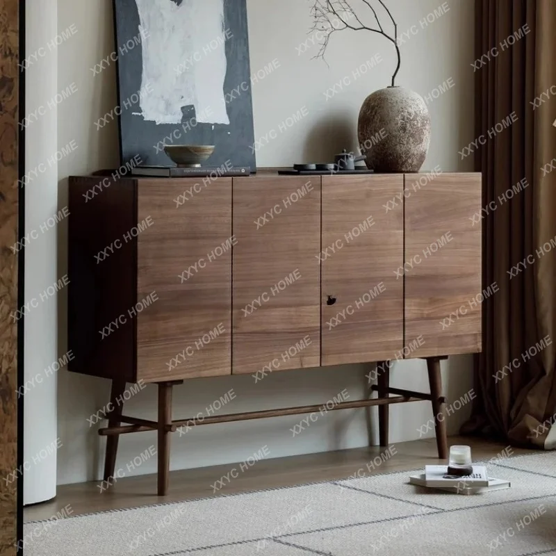 SSEdge Black Walnut Storage Wine Cabinet Side Cabinet Entrance Living Room Locker