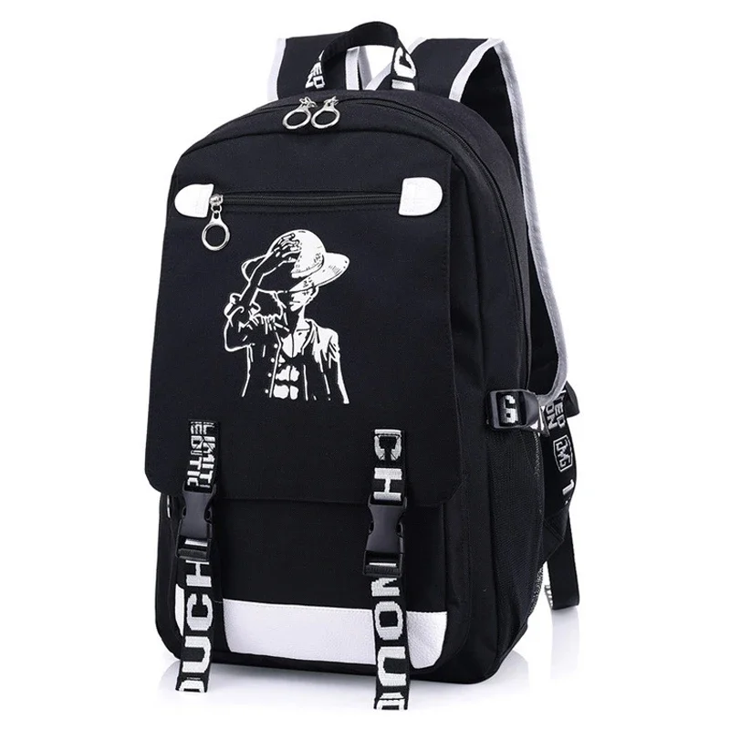 Japan One Piece Monkey D. Luffy Straw Hat Backpack Rucksack Bag School Travel Book Bags Mochila Anime Gift Glow in the Dark