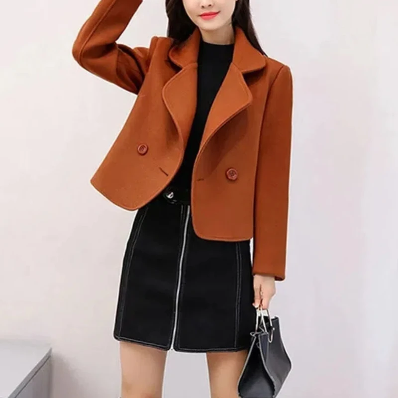 

Autumn Winter New Fashion Turn-down Collar Long Sleeve Solid Whisper Coats Women's Clothing Casual All-match Pocket Button Tops