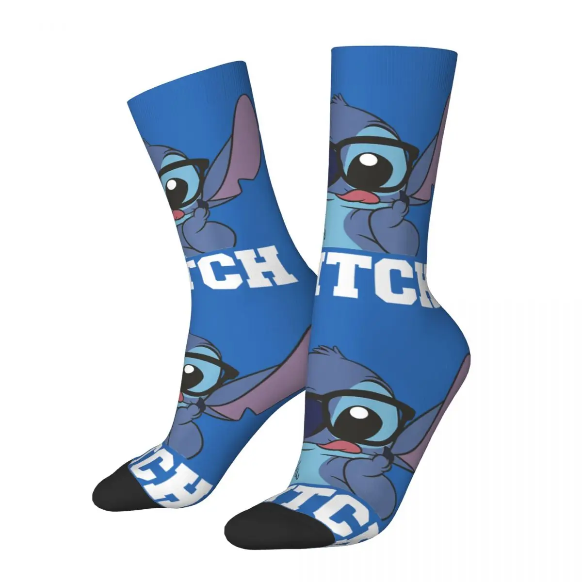 

Nerdy Portrait Men's Socks Vintage Harajuku Disney Lilo & Stitch Film Street Style Novelty Pattern Crew Sock