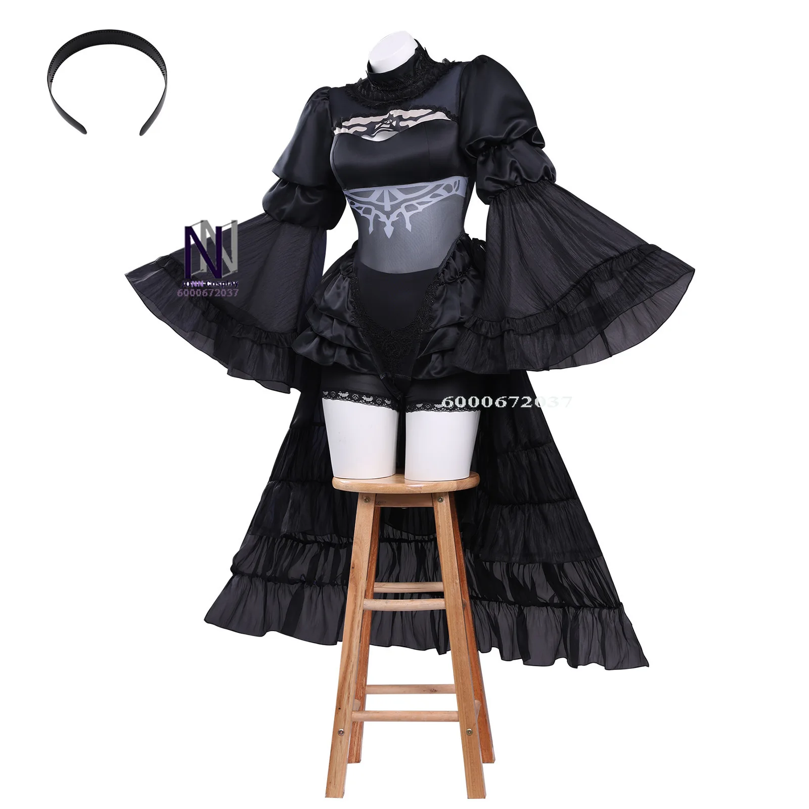 

Hot Game NieR: Automata Cosplay Costume Anime YoRHa 2B Role Playing Black Wedding Dress Outfit Wig for Women Comic Con Party
