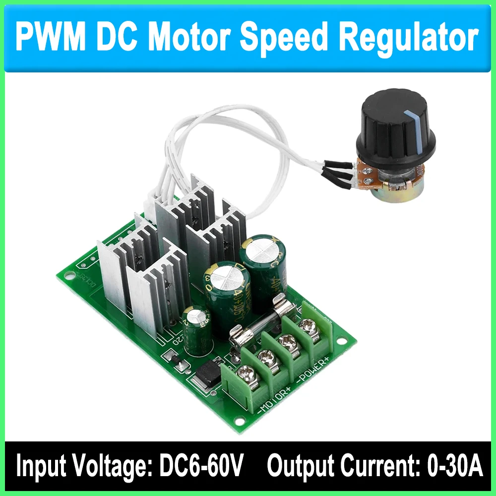 PWM DC Motor Speed Regulator, Suporta PLC, Controle Analógico Microcontrolador, 6V, 12V, 24V, 36V, 48V, 60V