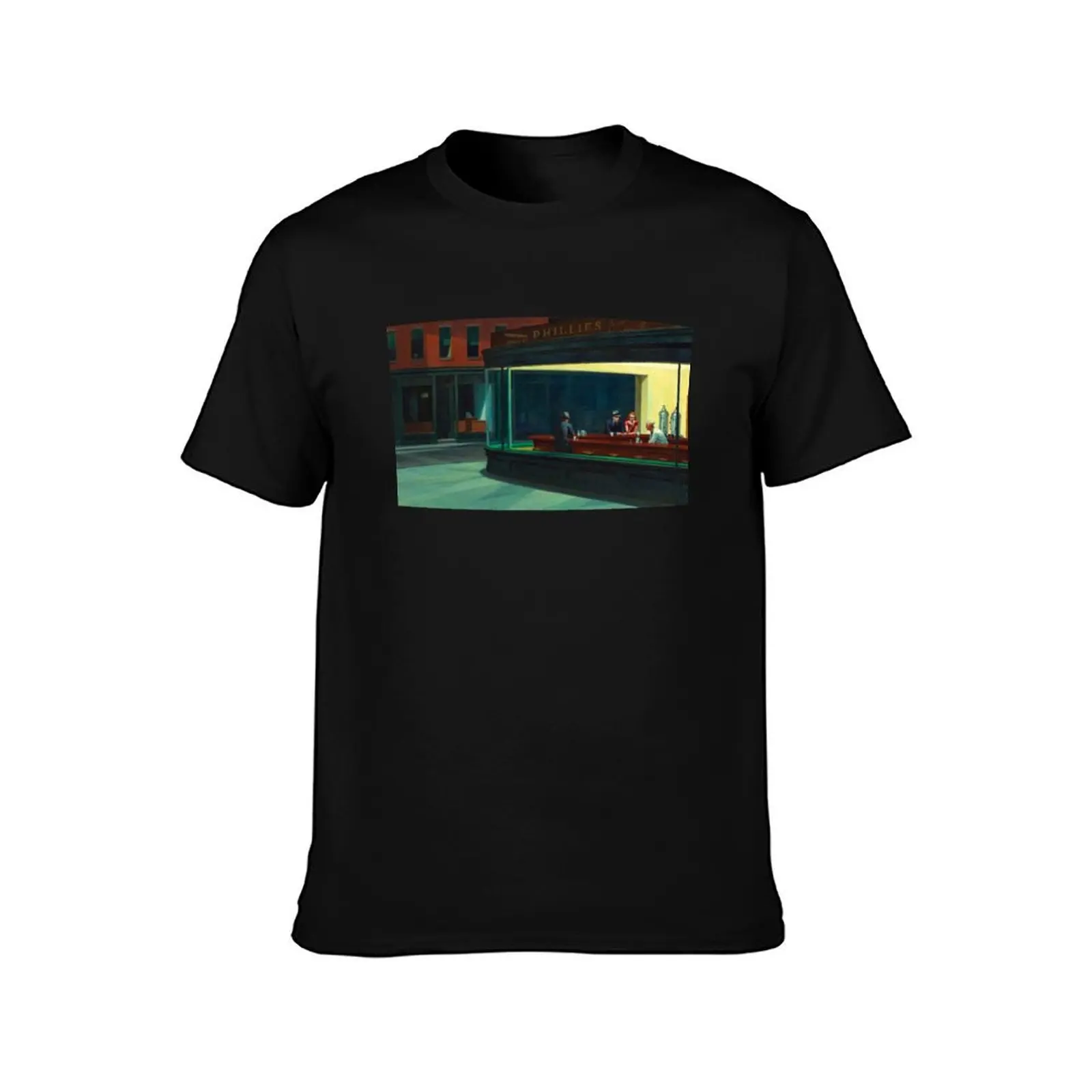 Nighthawks by Edward Hopper T-Shirt Summer Casual Cotton Tee Oversized Streetwear Tops Vintage Graphic Print 100% Cotton