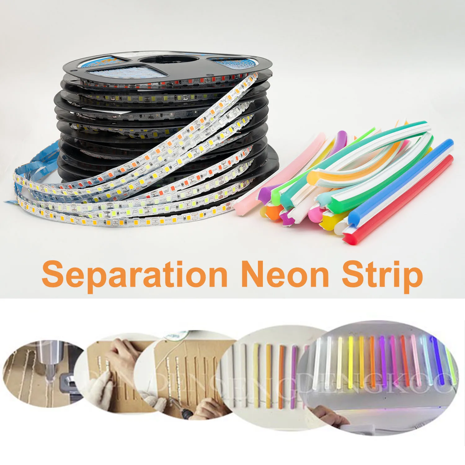 5m-20m DC12V Silicone Neon Strip 6mm 8mm 12mm S Bendabl DIY Neon Separate  Newly Flexible Led Tape LED Neon Sign Waterproof IP67