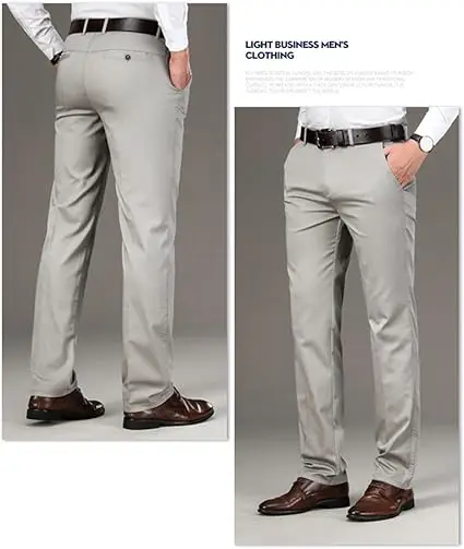 Men Pants Dress Classic Slim Fit Comfort Suit Premium Casual Flat Front Pant