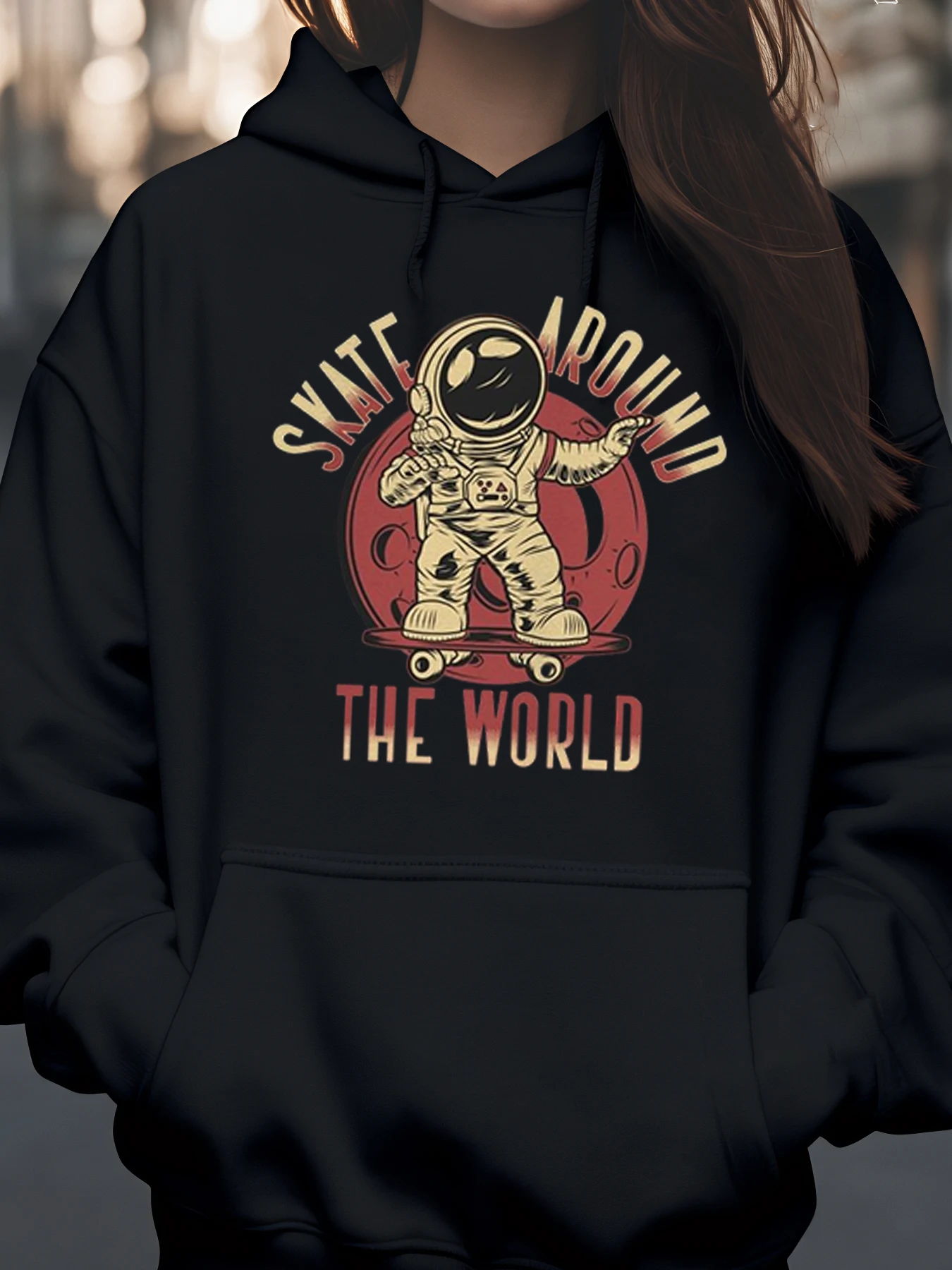 

Толстовка с принтом «Астронавт Скейт вокруг света» для повседневной одежды для молодежи и взрослых