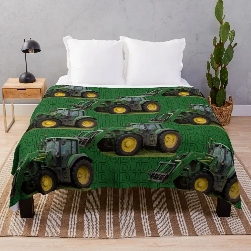 

Green tractor Throw Blanket