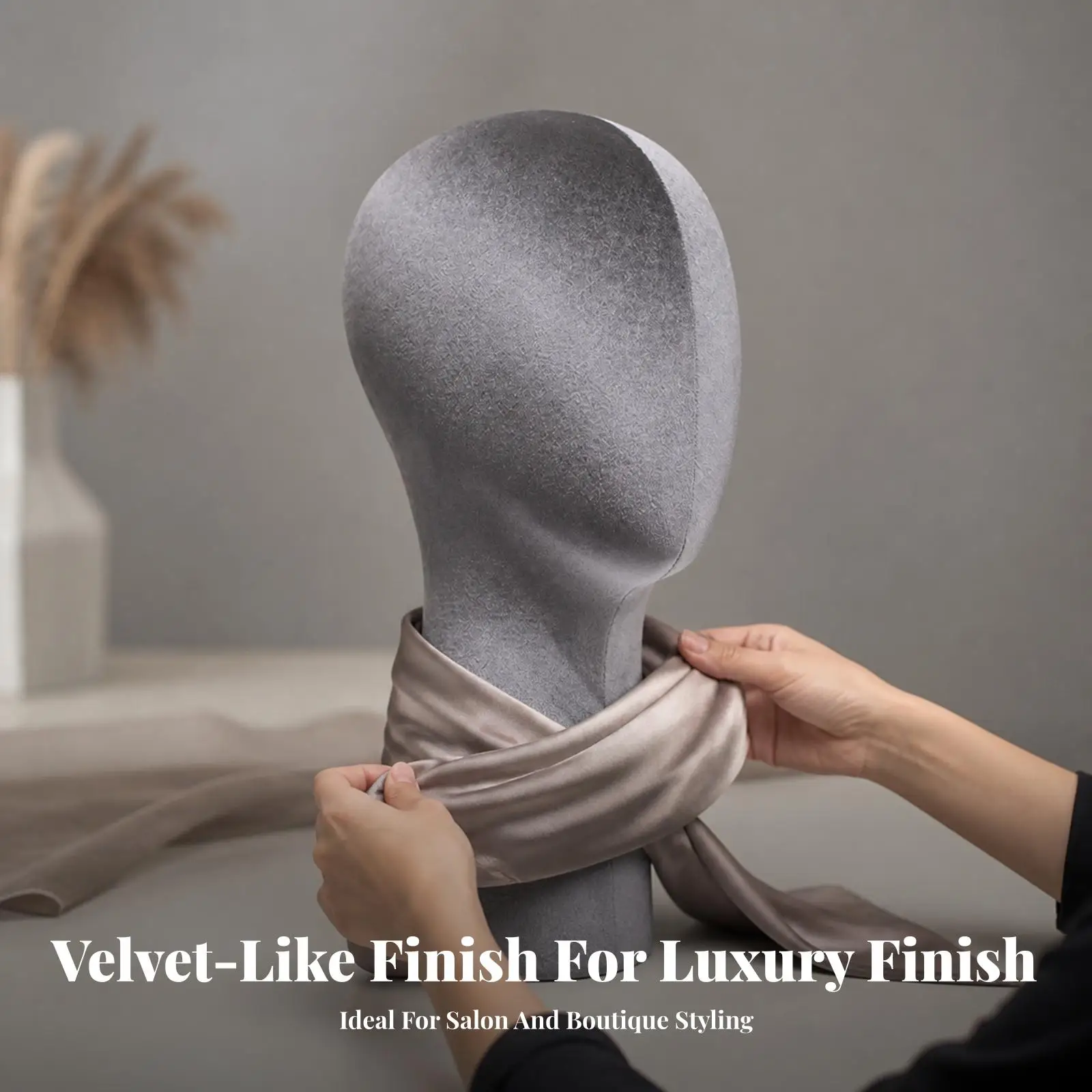 Proportional Velvet Mannequin Head Display Stand for Wigs Hats Scarves Necklaces Hair Clips Boutique Use