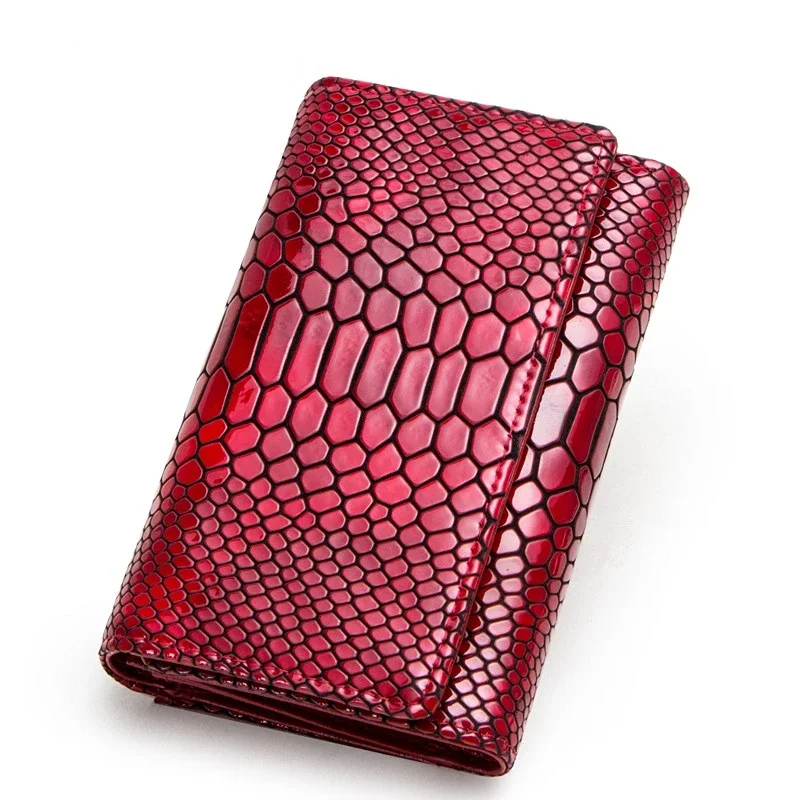 Genuine Leather Women Wallet Luxury Crocodile Money Clutch Bag RFID Ladies Business Cowhide ID Credit Card Holder Purse