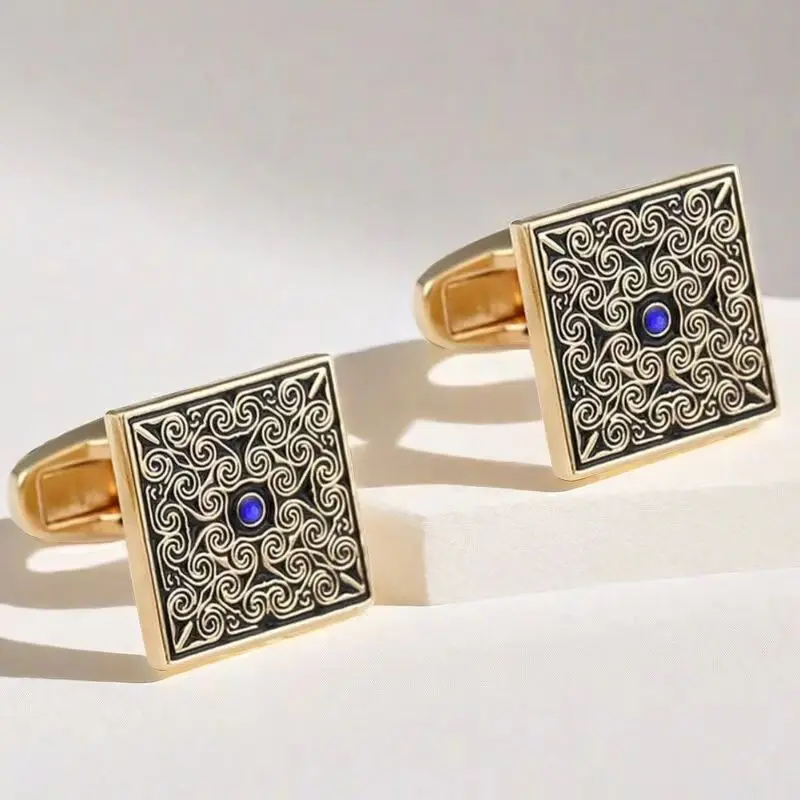 Square baked enamel cufflinks men's shirt French cufflinks and studs cross-border e-commerce trend