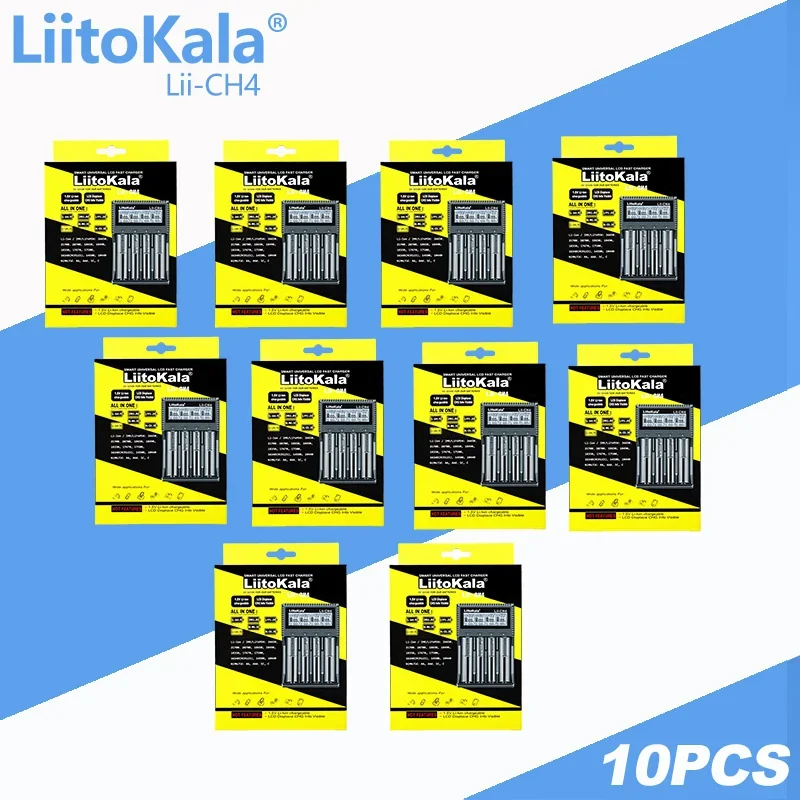 10pcs LiItoKala Lii-CH4 Smart  Intelligent  For 1.5V AA AAA Li-ion Lithium Rechargeable Battery Charger