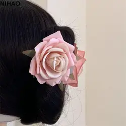 Fashion Peony Flower Flower Hair Claw Cloth Shark Clip Rose Hair Clip Cute Hairpin Korean Style Headwear Large Shark Clip Daily
