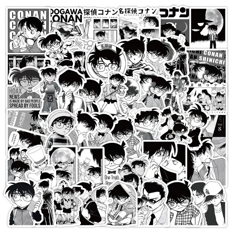 New Bandai Detective Conan Anime Peripheral Cartoon Self-adhesive Sticker Mobile Phone Luggage Waterproof Sticker 50/60/70pcs