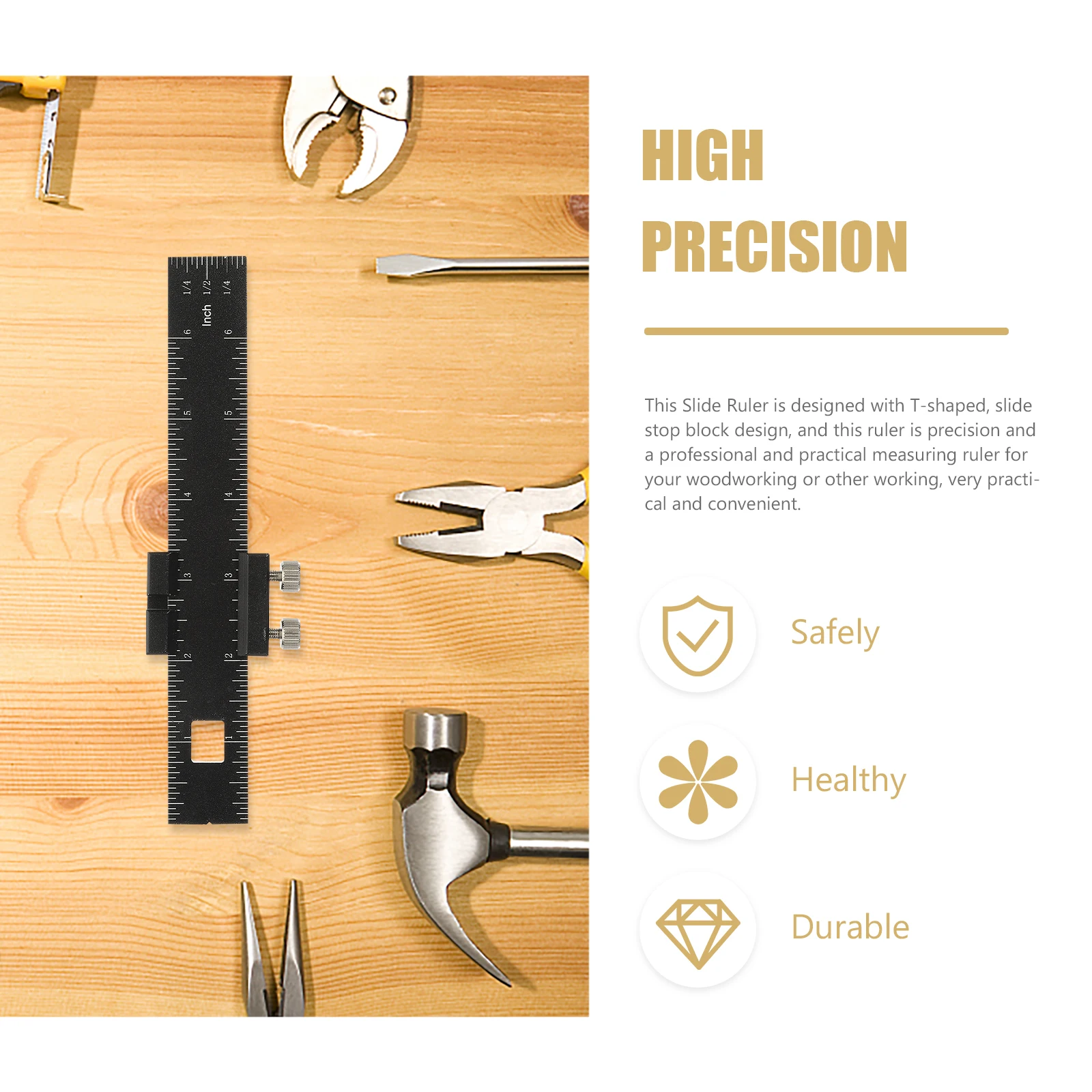 

Metal Sliding Ruler for Woodworking Durable Measuring Tool Carpenter Construction Adjustable Marking Slide Rule