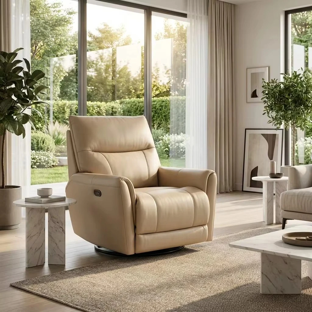 Modern Hot Selling Electric Recliner Swivel Rocker Chair 360 Degree Rotating Single Seat Premium Eco-leather