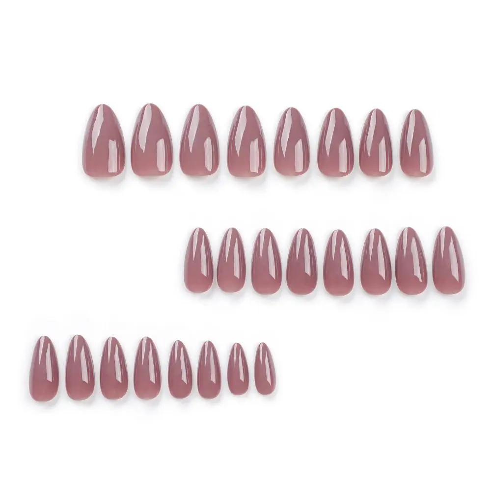 Manicure Short Almond False Nails French Simple Press on Nails Detachable Silver White Edge Fake Nials Women