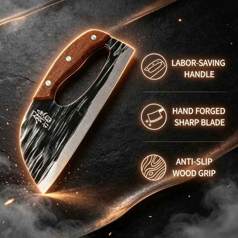 Multifunctional Forged Kitchen Knife - Sharp Stainless Steel Meat Vegetable Knife with Ergonomic Handle for Effort-Saving Home