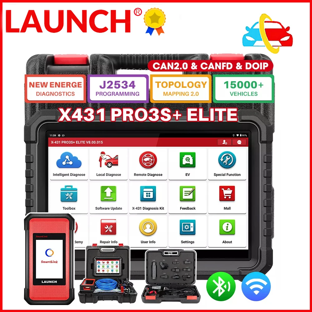 2025 LAUNCH X431 PRO3S+ Elite Bidirectional Scan Tool with J2534,HD Trucks Scan, OEM Topology Map, 50+Service,Online Coding