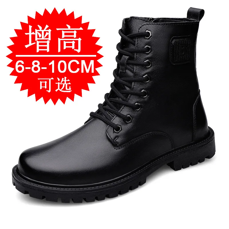 

Men Boots Elevator Shoes Hidden Heels Genuine Leather Heightening Shoes For Man Increase Insole 8CM 6CM Height Boots
