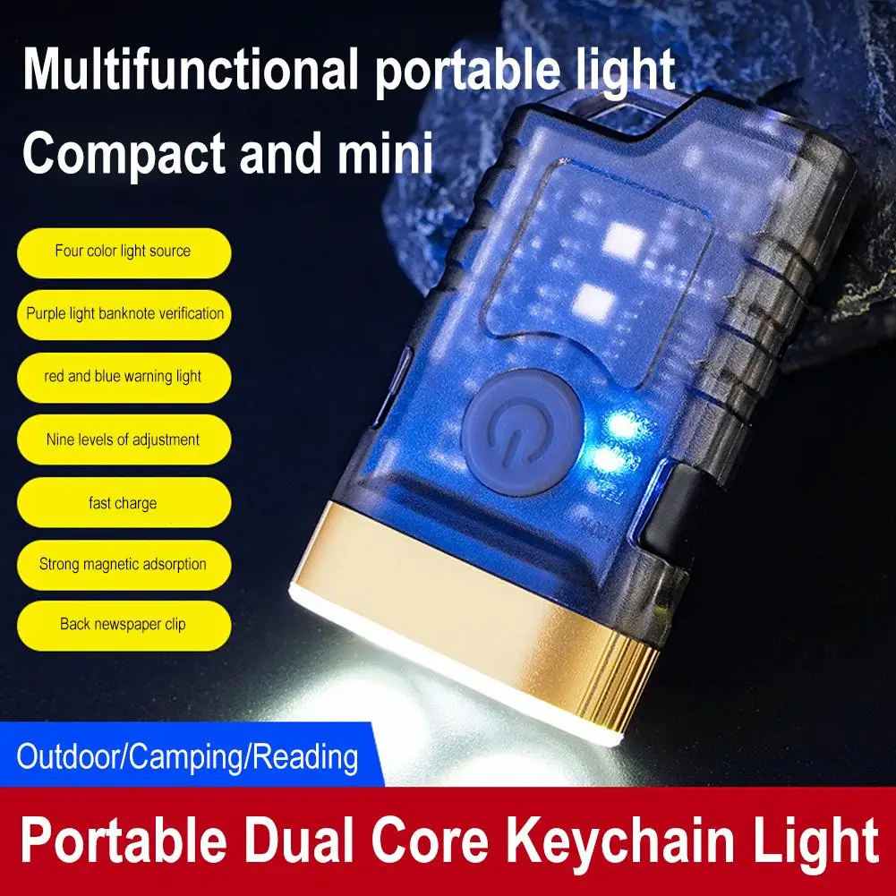 Mini Strong Light Flashlight Keychain Light Pendant Strong Light Verification Outdoor Torch Currency Multi-functional M8E3