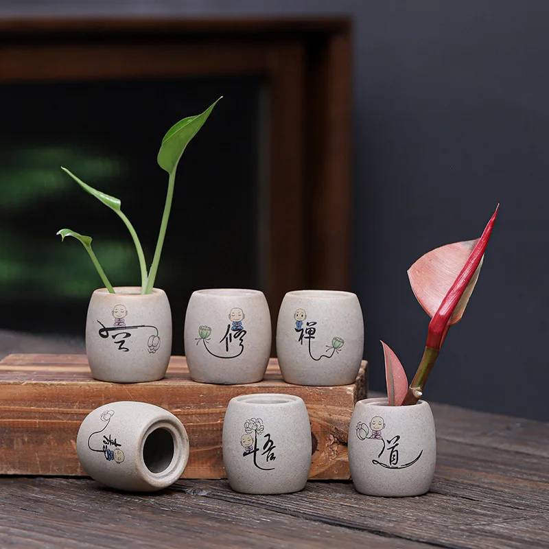 Mini Coarse Pottery Flower Vase,small Flower Bottle, Home Desktop Office Decoration Small Ornament, Hydroponic Small Container