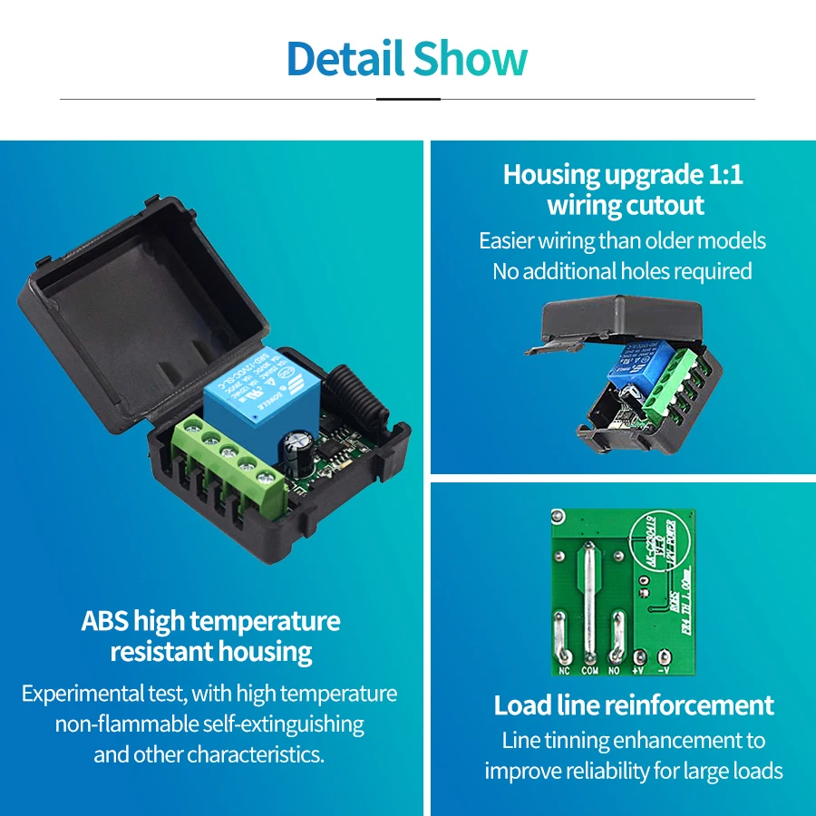 433MHz DIY Wireless Switch DC12V Switch Mini Relay Module and RF Transmitter Remote Control for Garage Curtain Home Appliance
