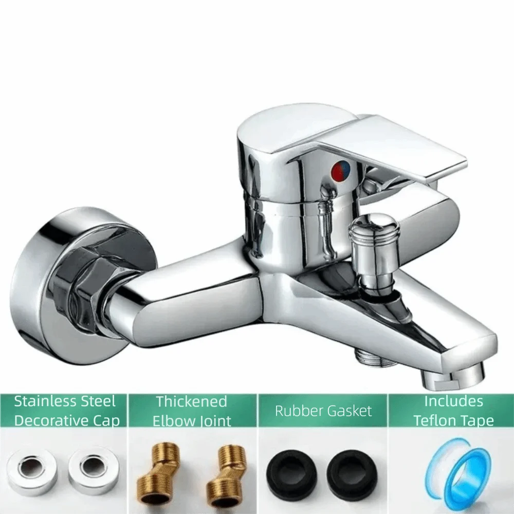 Set Doccia Portatile con Miscelatore Acqua Calda e Fredda, Valvola e Rubinetto per Bagno