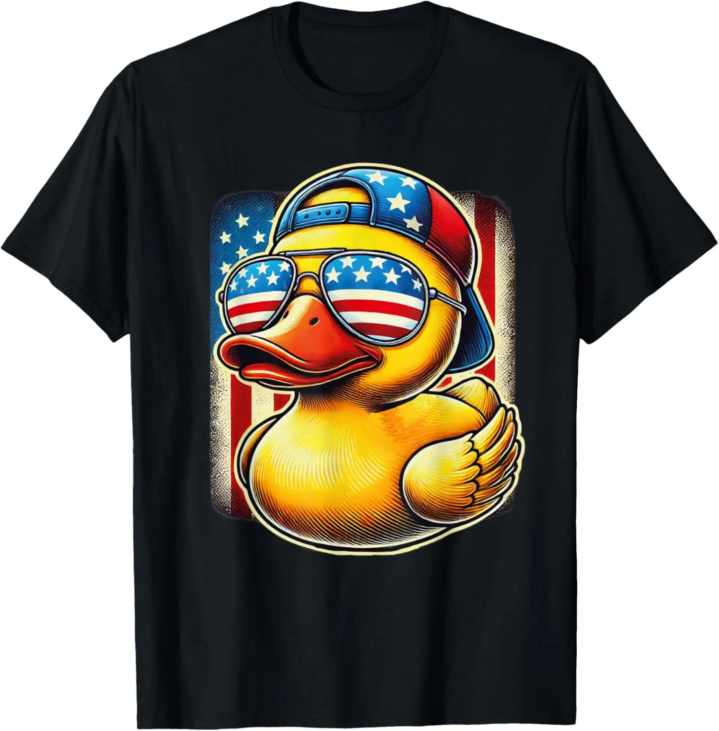 Patriotic Rubber Duck USA Flag Gift Funny Duckie Cool Duck T-Shirt