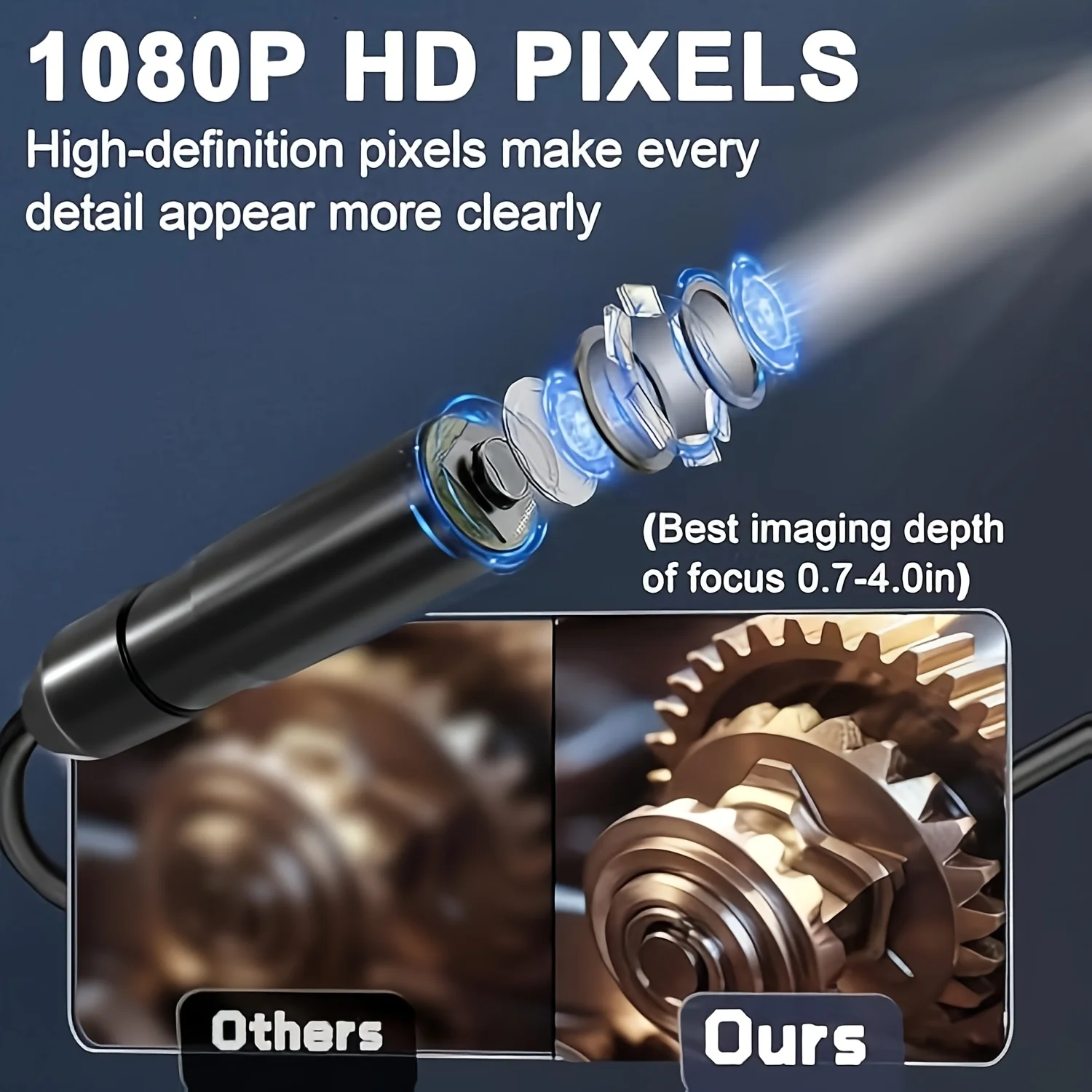 Инспекционный эндоскоп, промышленная бороскопическая камера с 4,3-дюймовым IPS-экраном, змеиная камера HD 1920P с 8 светодиодами