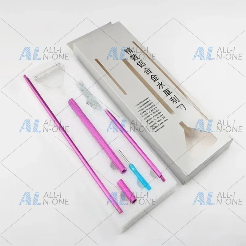 Fish Tank Cleaning Tool 64cm Three Section Long Aluminum Alloy Scraper, Algae Scraper