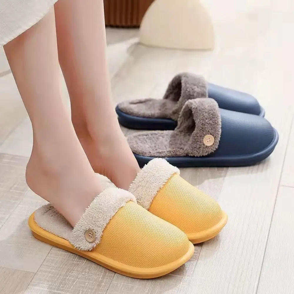 

Detachable Winter Plush Slippers Waterproof Floor Shoes Warm Slippers Women Fashion Homewear EVA Fur Slippers Autumn Winter