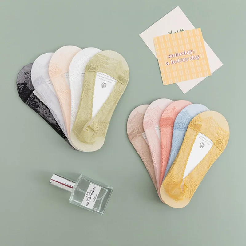 

Spring and Summer Lace Boat Socks for Women Low Cut Anti Drop Invisible Socks Solid Color Cotton Breathable Invisible Socks New