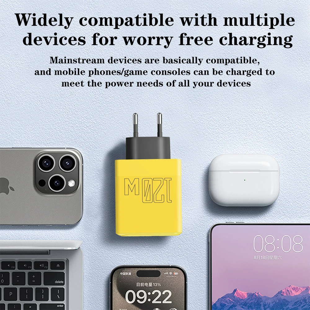 Total 120W USB Charger Fast Charger Mobile Phone PD Type C Charge Adapter For iPhone Samsung Xiaomi Huawei QC 3.0 Wall Charger