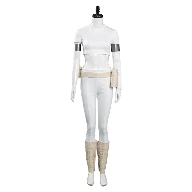 ☆ Disfraz de Cosplay de Padmé Amidala de Star Wars, Uniforme Blanco, Disfraz de Batalla Espacial, para Adultos, Mujeres, Halloween, Carnaval, Juego de Roles ☆