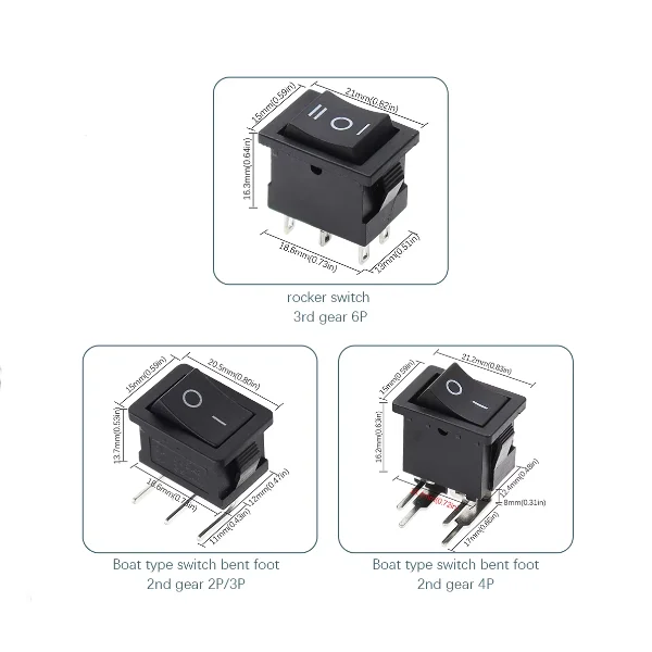 KCD1 KCD1-101 Drinking Water Dispenser Boat Type Warp Switch Power Button 2/3/4/6 copper pin 2/3-speed 15*21mm 6A 250V 10A 125V