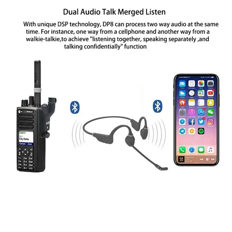 Spotlight Factory DP8 سماعة رأس راديو ثنائية الاتجاه مع توصيل بلوتوث مع PTT لطاقم الطيران الأرضي