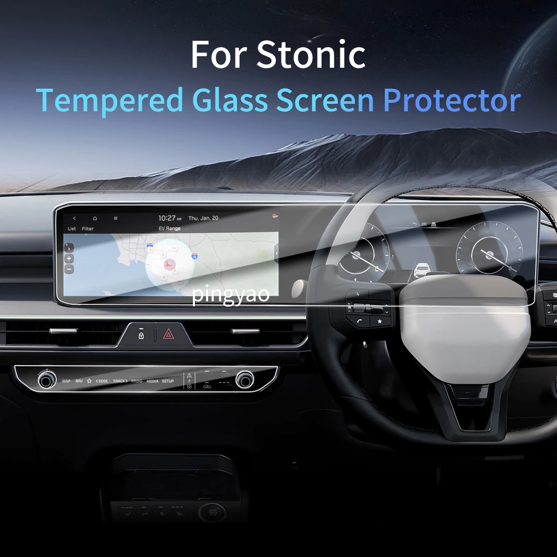 Car Sticker Screen Protector Navigation Display Tempered Glass Protective Film Car Vehicle For 2026 KIA Stonic RHD