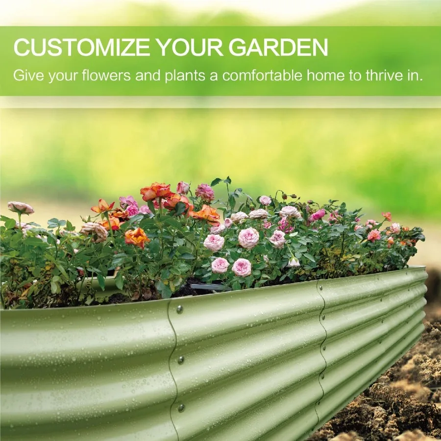 سرير حديقة مرتفع من جاردماكس، صناديق زراعة خفيفة الوزن في الهواء الطلق مع سرير حديقة كبير سهل التجميع للخضروات والفواكه #3