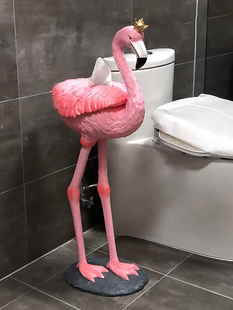 Statuetka pudełka na chusteczki z żywicy Flamingo, kreatywna ozdoba, salon, wystrój wnętrz, rzeźba, dom, toaleta, rękodzieło dekoracyjne dostosowane