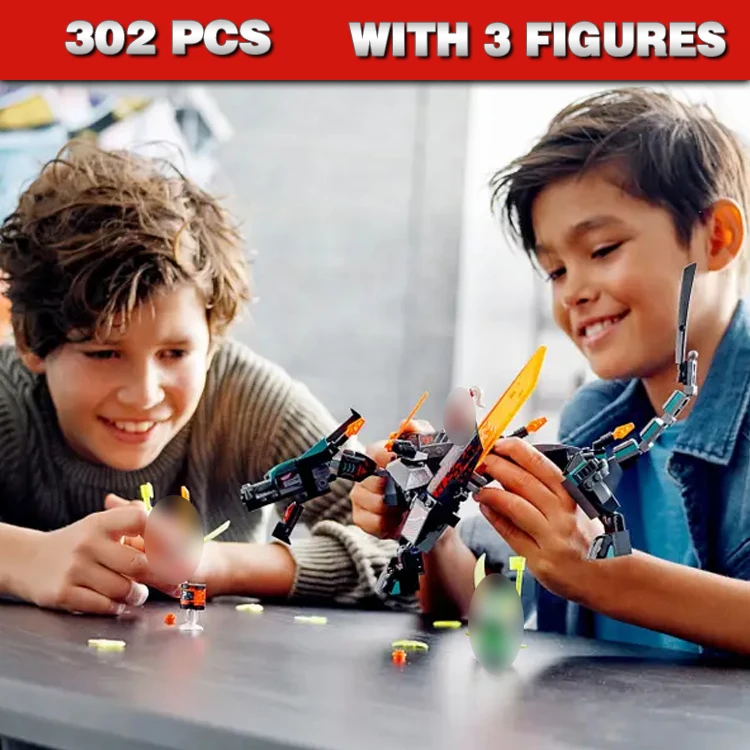 302 Uds Shinobi Empire Dragon Mech Digi Blade Wings Kai regla malvada Unagami 11550 conjuntos de bloques de construcción regalos compatibles con el modelo